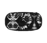 HJLUUFT nero e bianco girasoli stampa matita caso semplice robusto multifunzionale matita borsa ufficio cancelleria organizzatore