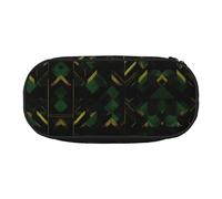 HJLUUFT nero verde e oro stampa geometrica trucco Cosmetic Bag Stationary Kawaii Pencil Box Pouch Gadget Organizer Bag con cerniera