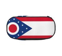 HJLUUFT Ohio State Flag Print Makeup Cosmetic Bag Stationary Kawaii Pencil Box Pouch Gadget Organizer Bag con cerniera