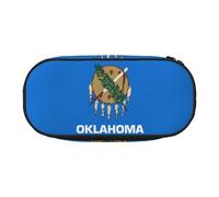 HJLUUFT Oklahoma State Flag stampa matita caso semplice robusto multifunzionale matita borsa ufficio cancelleria organizzatore