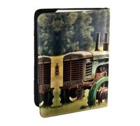 HJLUUFT Old Tractor Photo Farm - Portafoglio in pelle per passaporto, unisex, con stampa di fattoria, custodia per passaporto da viaggio per famiglia, Nero , Taglia unica