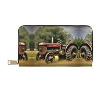 HJLUUFT Old Tractor Photoes Farm, elegante portafoglio da donna, sottile e porta carte di credito, finta pelle e cerniera in metallo sicura, bianco, Taglia unica, classico