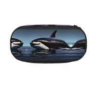 HJLUUFT Orca Killer Whale stampa matita caso semplice robusto multifunzionale matita borsa ufficio cancelleria organizzatore