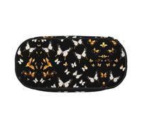 HJLUUFT Oro Bianco Farfalle Stampa Nero Astuccio Semplice Robusto Multifunzionale Matita Sacchetto di Cancelleria Ufficio Organizzatore