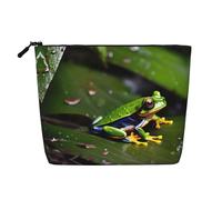 HJLUUFT Peace Tree Frogs borsa da viaggio per trucchi e cosmetici, grande capacità, borsa da toilette per donne, nera, taglia unica, Nero , Taglia unica
