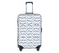 HJLUUFT Piccola balena blu nuoto personalizzato copertura per bagagli, protezione valigia con design approvato TSA - si adatta alla maggior parte delle valigie da 71,1 cm, bianco, Large