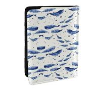 HJLUUFT Piccola custodia per passaporto in pelle con stampa balena blu, custodia per passaporto con porta carte di credito, per donne e uomini, per la famiglia, da viaggio, Nero , Taglia unica