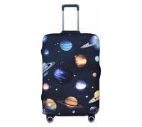 HJLUUFT Planets Stars and Galactic System Print Travel Luggage Cover Protector Valigie Copertura Lavabile Bagagli Antigraffio, Nero , S