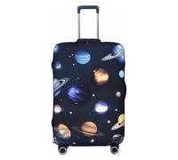 HJLUUFT Planets Stars and Galactic System Print Travel Luggage Cover Protector Valigie Copertura Lavabile Bagagli Antigraffio, Nero , S
