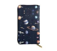 HJLUUFT Portafogli da donna con pianeta stelle e Via Lattea, elegante portafoglio da donna, in similpelle, cerniera in metallo, sottile e compatto, portafoglio da donna, nero, Taglia unica, classico
