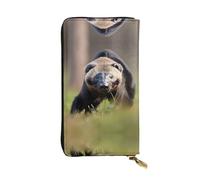 HJLUUFT Portafoglio da donna pratico Honey Badger nero e bianco - Porta carte di credito sottile e minimalista con cerniera in metallo e similpelle, nero, Taglia unica, classico