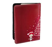 HJLUUFT Portafoglio passaporto in pelle con stampa albero di Natale rosso per uomini e donne, custodia per passaporto da viaggio per famiglia, Nero , Taglia unica