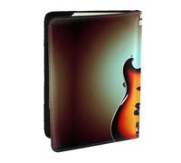 HJLUUFT Portafoglio passaporto in pelle con stampa di strumenti musicali per chitarra e basso, per uomini e donne, custodia per passaporto da viaggio per famiglia, Nero , Taglia unica