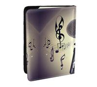 HJLUUFT Portafoglio passaporto in pelle con stampa note musicali per uomo e donna, custodia per passaporto da viaggio per famiglia, Nero , Taglia unica