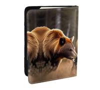 HJLUUFT Portafoglio per passaporto in pelle con stampa di cervi e orsi selvatici, per uomini e donne, custodia per passaporto da viaggio per famiglia, Nero , Taglia unica