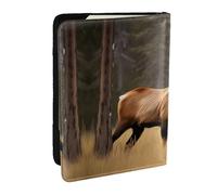 HJLUUFT Portafoglio per passaporto in pelle con stampa di cervi selvatici, orso, alci, per uomini e donne, custodia per passaporto da viaggio per famiglia, Nero , Taglia unica