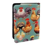 HJLUUFT Portafoglio per passaporto in pelle con stampa di gallo carino per uomini e donne, custodia per passaporto da viaggio per famiglia, Nero , Taglia unica