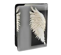 HJLUUFT Portafoglio per passaporto in pelle con stampa di piume d'angelo, per uomini e donne, custodia per passaporto da viaggio per famiglia, Nero , Taglia unica