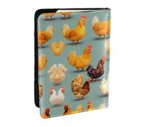 HJLUUFT Portafoglio per passaporto in pelle con stampa di pollo carino per uomo e donna, custodia per passaporto da viaggio per famiglia, Nero , Taglia unica