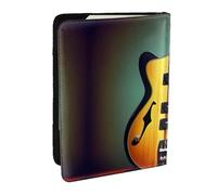HJLUUFT Portafoglio per passaporto in pelle con stampa di strumenti musicali per chitarra e basso, per uomini e donne, custodia per passaporto da viaggio per famiglia, Nero , Taglia unica