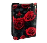 HJLUUFT Portafoglio per passaporto in pelle con stampa floreale rosa per uomo e donna, custodia per passaporto da viaggio per famiglia, Nero , Taglia unica