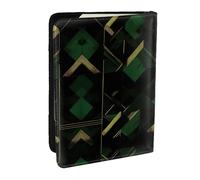 HJLUUFT Portafoglio per passaporto in pelle con stampa geometrica nera, verde e oro, per uomini e donne, custodia per passaporto da viaggio per famiglia, Nero , Taglia unica