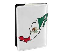 HJLUUFT Portafoglio per passaporto in pelle con stampa mappa della bandiera del Messico, per uomini e donne, custodia per passaporto da viaggio per famiglia, Nero , Taglia unica