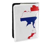 HJLUUFT Portafoglio per passaporto in pelle con stampa mappa della bandiera della Thailandia, per uomini e donne, custodia per passaporto da viaggio per famiglia, Nero , Taglia unica