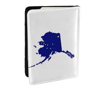 HJLUUFT Portafoglio per passaporto in pelle con stampa mappa della bandiera dell'Alaska, per uomini e donne, custodia per passaporto da viaggio per famiglia, Nero , Taglia unica