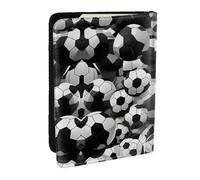 HJLUUFT Portafoglio per passaporto in pelle con stampa palla da calcio, per uomo e donna, custodia per passaporto da viaggio per famiglia, Nero , Taglia unica