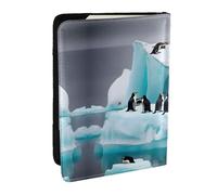 HJLUUFT Portafoglio per passaporto in pelle con stampa pinguini sull'iceberg, per uomini e donne, custodia per passaporto da viaggio per famiglia, Nero , Taglia unica