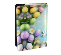 HJLUUFT Portafoglio per passaporto in pelle con stampa primaverile Happy Easter Holiday per uomini e donne, custodia per passaporto da viaggio per famiglia, Nero , Taglia unica