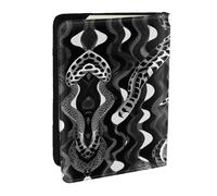 HJLUUFT Portafoglio per passaporto in pelle nera e bianca con stampa a pelle di serpente, per uomini e donne, custodia per passaporto da viaggio per famiglia, Nero , Taglia unica