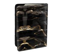 HJLUUFT Portafoglio per passaporto in pelle nera e oro con stampa marmorizzata per uomini e donne, custodia per passaporto da viaggio per famiglia, Nero , Taglia unica