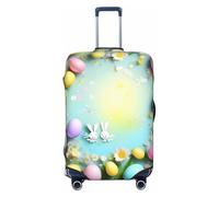 HJLUUFT Primavera Felice Pasqua Vacanze Stampa Bagagli Da Viaggio Copertura Valigie Copertura Protettiva Valigie Lavabile Copertura Bagagli Anti-Graff, Nero , XL
