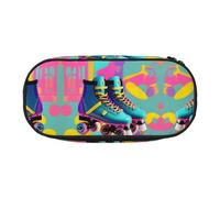 HJLUUFT Retro Colorful Roller Skates stampa Pencil Case Semplice Robusto Multifunzionale Matita Bag Ufficio Cancelleria Organizer