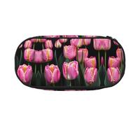 HJLUUFT rosa e tulipani stampa astuccio semplice robusto multifunzionale matita borsa ufficio cancelleria organizzatore