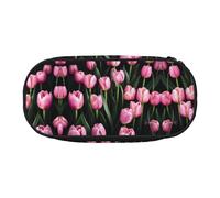HJLUUFT Rosa e Tulipani stampa Trucco Cosmetici Borsa Cancelleria Kawaii Pencil Box Pouch Gadget Organizer Bag con Cerniera
