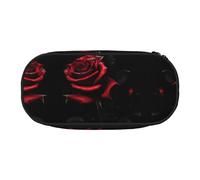 HJLUUFT rosso e rose stampa matita caso semplice robusto multifunzionale matita borsa ufficio cancelleria organizzatore