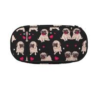 HJLUUFT Simpatico astuccio con stampa carlino, semplice e robusto, multifunzionale, per cancelleria da ufficio