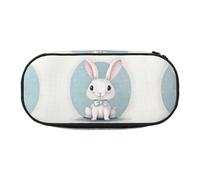HJLUUFT Simpatico astuccio con stampa di coniglio bianco semplice e robusto multifunzionale astuccio per cancelleria per ufficio