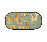 HJLUUFT Simpatico astuccio con stampa di giraffe selvatiche in stile cartone animato, semplice e robusto, multifunzionale, per cancelleria da ufficio