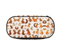 HJLUUFT Simpatico astuccio con stampa di scoiattoli semplice e robusto astuccio multifunzionale per cancelleria da ufficio