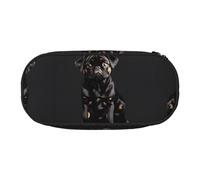 HJLUUFT Simpatico astuccio nero con stampa di un carlino, semplice e robusto, multifunzionale, per cancelleria da ufficio