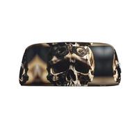 HJLUUFT Skull Rock Roll Skeleton Bone Premium Cross Grain Leather Pencil Box & Makeup Bag - Versatile Storage per penne, cosmetici e altro ancora, Argento, Taglia unica, ARTE