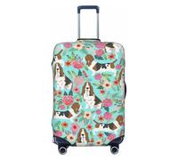 HJLUUFT Sweet Basset Hound - Copertura per bagagli da viaggio con stampa floreale, lavabile, antigraffio, Nero , XL