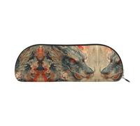 HJLUUFT The Legendary Dragon borsa portaoggetti semicircolare - elegante astuccio e borsa per il trucco leggera adatta per ufficio, vita e viaggi, Oro, Taglia unica, Arte