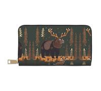 HJLUUFT The Lodge Bear - Portafoglio da donna, design sottile e minimalista, ideale per carte di credito e contanti, in similpelle, cerniera in metallo, bianco, Taglia unica, classico