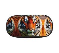 HJLUUFT Tiger Stripes Arancione Pattern Stampa Astuccio Semplice Robusto Multifunzionale Matita Borsa Ufficio Cancelleria Organizer