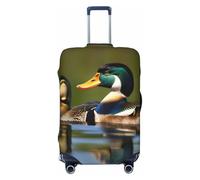 HJLUUFT Two Mallard Ducks - Copertura per bagagli da viaggio, lavabile, antigraffio, Nero , XL